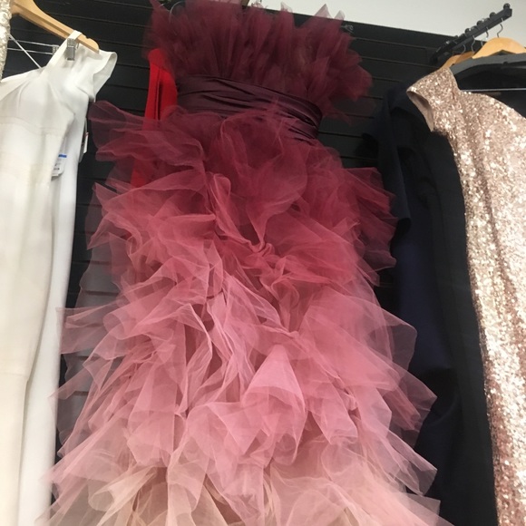 { Marchesa } Strapless Cocktail Ombre Tulle Gown - Picture 2 of 3